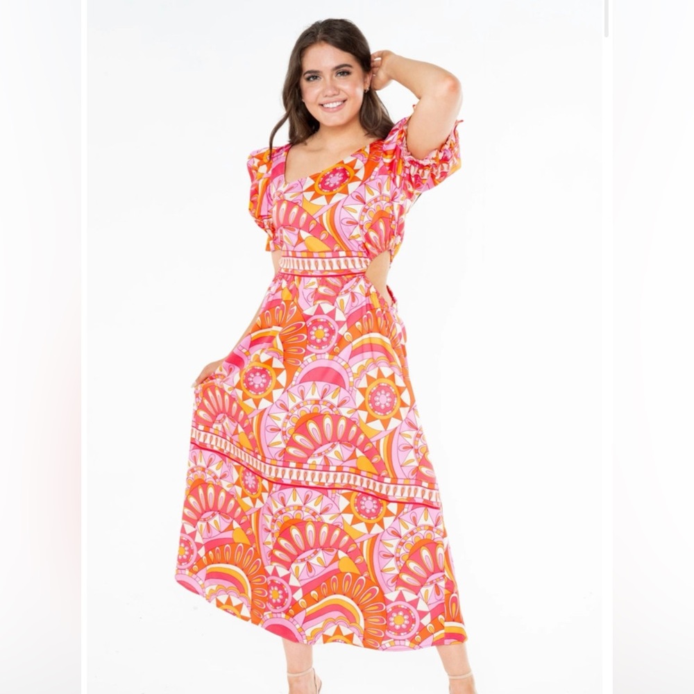Alden Adair Asymmetrical Midi Dress 
Size Medium